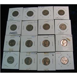 611. (16) 1938-80 Jefferson Nickels. Includes (2) 1938D