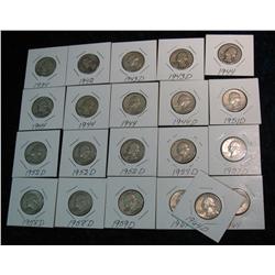 667. (21) 1934-64 Washington Quarters. VG-VF.