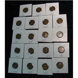 694. (7) 1918 & (12) 1919 Lincoln Cents. 