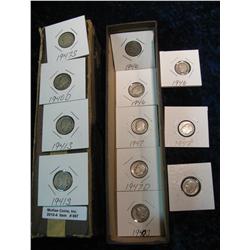 697. Clad & (7) Silver Roosevelt Dimes; & (4) Mercury Dimes.