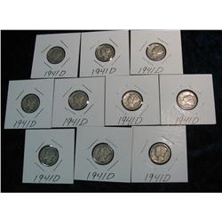 698. (10) Mercury Dimes in cardboard holders.