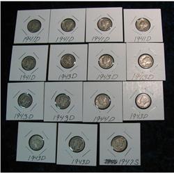 699. (15) Mercury Dimes in cardboard holders.
