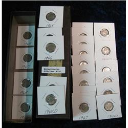 714. (19) Clad Roosevelt & (6) Silver Mercury Dimes.