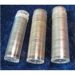 738. 1943 P, D, & S Solid Mint Mark Lincoln Cent Rolls.