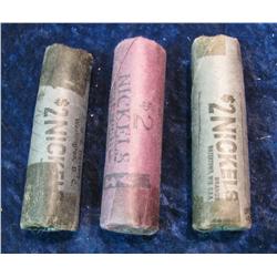 739. (2) 1965 & 66 Solid Date BU Rolls Jefferson Nickels.