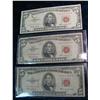 Image 1 : 796. Series 1953C & (2) 63 $5 "Red Seal" U.S. Notes.