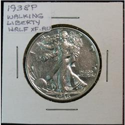 1252. 1938P Walking Liberty Half. EF-AU.