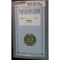 1259. 1962 Kennedy Half Dollar. Slabbed Pr-64.