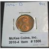 1506. 1946 D Lincoln Cent. Brilliant Red MS 64.