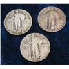 1525. 1929P, D, & S Standing Liberty Quarters. G-VG