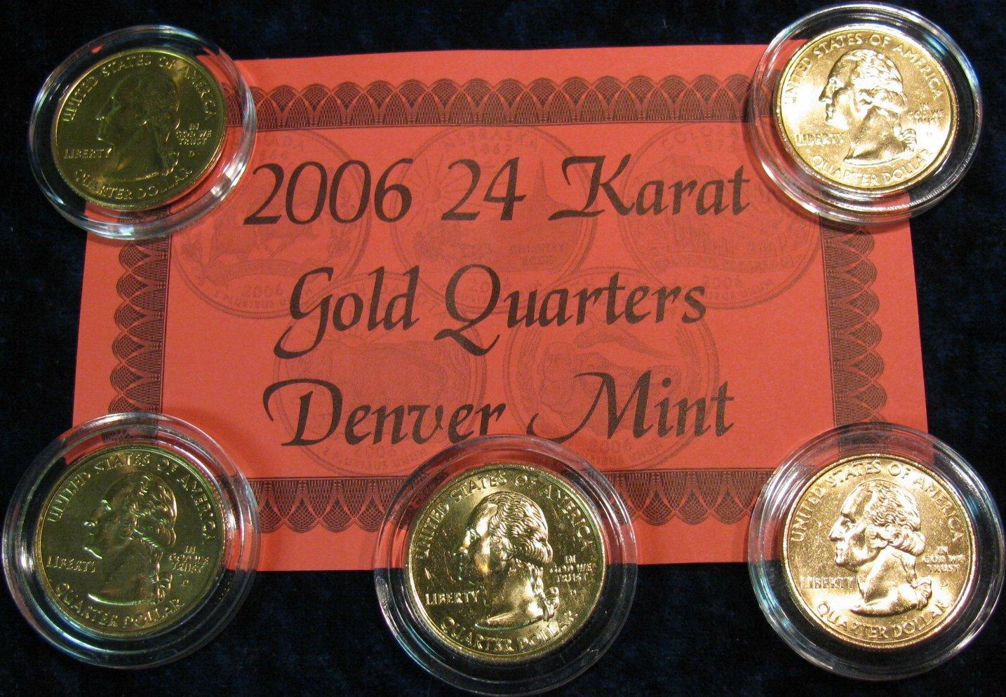 1574. 2006 24K Goldplated Denver Mint State Quarters.