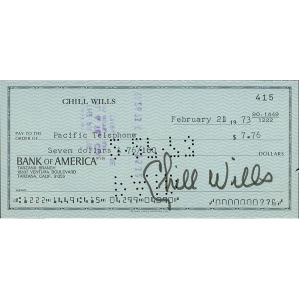 The Man From The Alamo Chill Wills Signed Cancelled Check JSA Authenticated