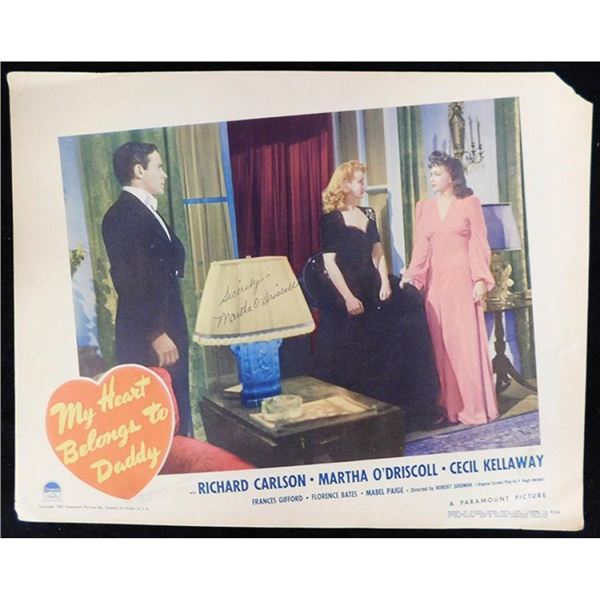 My Heart Belongs To Daddy Martha O'Driscoll Signed 11x14 Lobby Card JSA Authenticated