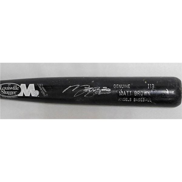 Los Angeles Angels Matt Brown Signed Game Used Bat JSA Authenticated