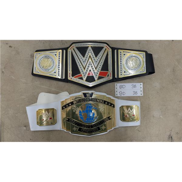 2 Vintage WWE Heavy Weight Championship Wrestling Belts by Mattel 2014
