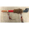 Image 4 : Vintage First Nations Soapstone Bowl Peace Pipe, 21" Long, Fur, Buckskin, Feather Decorated
