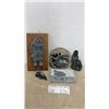 Image 1 : Vintage First Nations Inuit Lot: Soapstone Polar Bear, Soapstone Scratch Carved Wall Hanging