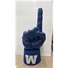 Image 2 : Winnipeg Blue Bombers Lot: Large Foam Finger, Vintage Metal License Plate, Mug, Full Size Flag