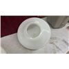Image 4 : Pair of Art Deco Stepped Ribbed Milk Glass Ceiling Light Shades