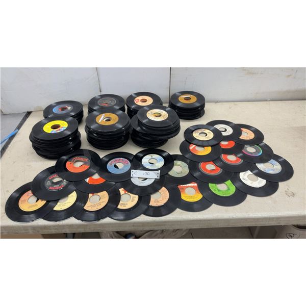 Collection of 45 RPM Vinyl Single Records from the 1970s and 1980s, Various Artists