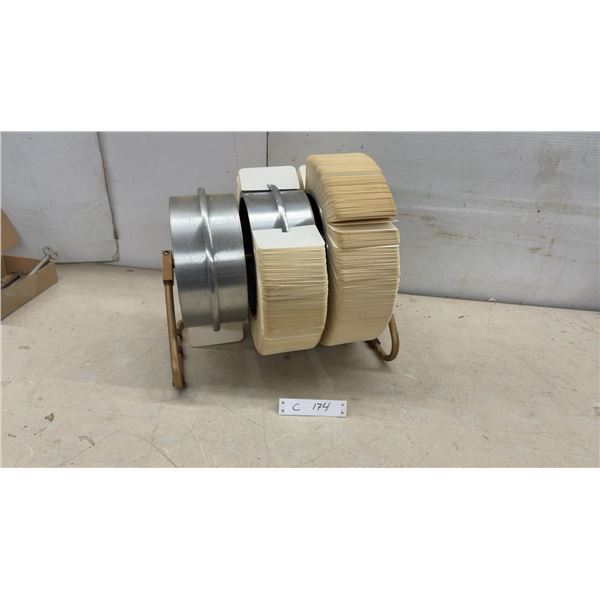 Vintage Rotary Card File with Three-Section Spindle, Blank Index Cards, and Metal Stand