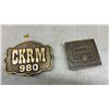 Image 2 : Collection of Seven Vintage Belt Buckles Including CKRM 980, Labatt's, and More