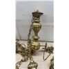 Image 6 : Vintage Three-Light Brass Chandelier with Opal Glass Grape and Vine Globes
