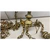 Image 7 : Vintage Three-Light Brass Chandelier with Opal Glass Grape and Vine Globes