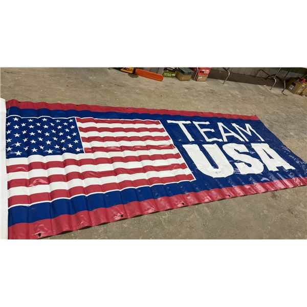 Team USA Large Vinyl Banner with American Flag and Grommets, 162 x 59"