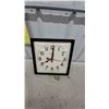 Image 1 : Sentinel Electric Wall Clock with Square Black Frame and Red Second Hand Vintage 14 x 14"