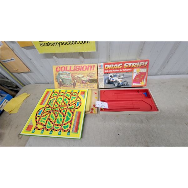 Collision! By Parker Brothers and Drag Strip! By Milton Bradley Board Games Vintage
