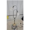 Image 3 : Art Deco Style Two-Light Chrome Table Lamp with Alabaster Orb and Glass Shades