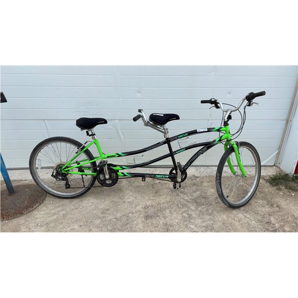 Northwoods Dual Drive 18-Speed Tandem Bicycle, Black and Lime Green Frame