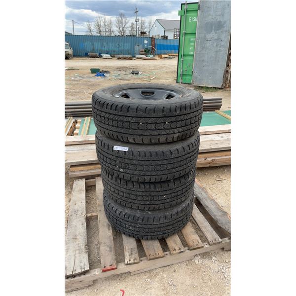 Set of Four Firestone Winterforce CV 235/65R16 Tires on 8-Lug Steel Rims