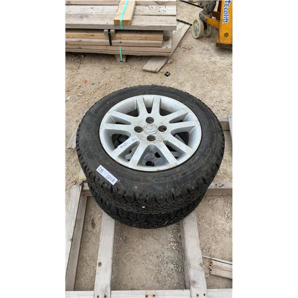 Two Honda 8-Spoke Alloy Wheels with Magna Grip Radial HT M+S Tires, P185/65R15