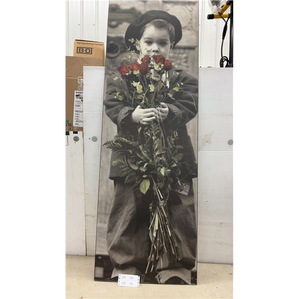 Artistic 72728 Selectively Colorized Print on MDF, Boy with Roses, 21 x 62"