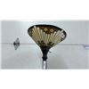 Image 2 : Tiffany-Style Stained Glass Torchiere Floor Lamp with Geometric Shade and Metal Base, 70" Tall