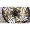 Image 3 : Tiffany-Style Stained Glass Torchiere Floor Lamp with Geometric Shade and Metal Base, 70" Tall