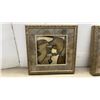 Image 2 : Pair of Framed Contemporary Abstract Mixed Media Artworks with Metallic Embellishments, 22 1/2 x 22