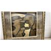Image 4 : Pair of Framed Contemporary Abstract Mixed Media Artworks with Metallic Embellishments, 22 1/2 x 22