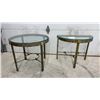 Image 1 : Hollywood Regency Faux Bamboo Brass and Glass Round Side Table, 22 x 26" and Demilune Console