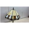 Image 2 : Tiffany-Style Table Lamp with Octagonal Stained Glass Shade and Bronze-Finish Base, 23" High. One