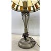 Image 4 : Tiffany-Style Table Lamp with Octagonal Stained Glass Shade and Bronze-Finish Base, 23" High. One