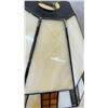 Image 5 : Tiffany-Style Table Lamp with Octagonal Stained Glass Shade and Bronze-Finish Base, 23" High. One