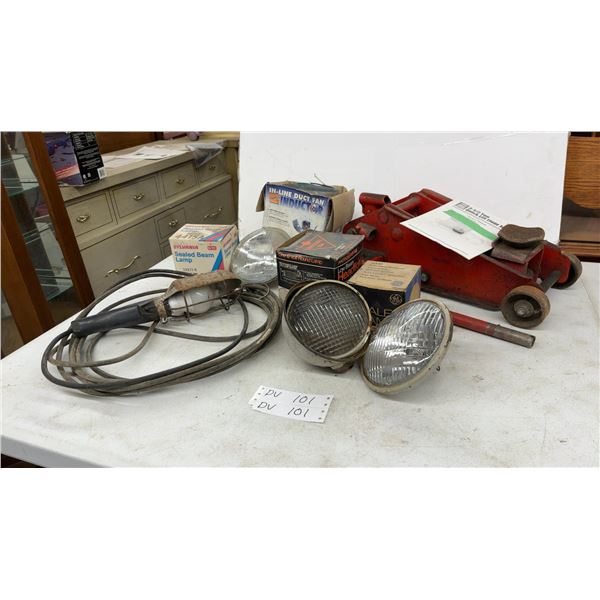 Red 3-1/2 Ton Quick Lift Floor Jack, Sylvania 4415A Sealed Beam Lamps, and More