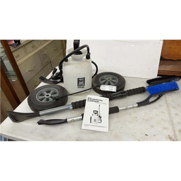 Power Fist 1 Gallon Heavy Duty Spot Sprayer, Utility Wheels, Snow Brush, and More