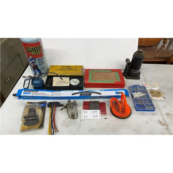 Hastings Pocket Size Compression Tester No. 1140, O-Ring Assortment, Bottle Jack, and More