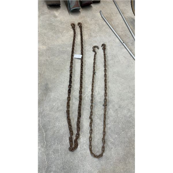 Two Heavy-Duty Tow Chains with Hooks 140" and 110"