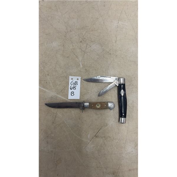 Vintage Fixed Blade Knife with Compass, Japan and Imperial Hammerhead Two-Blade Knife, Prov. RI