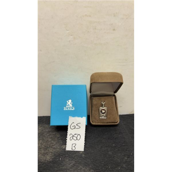 Birks Sterling Silver Canada Post 25-Year Service Award Pendant with Enamel Logo and Box